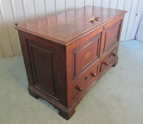 fig 1. GEORGIAN INLAID OAK AND ELM MULE CHEST COFFER