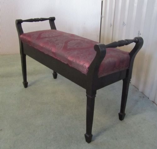 An Edwardian Ebonised Duet Stool