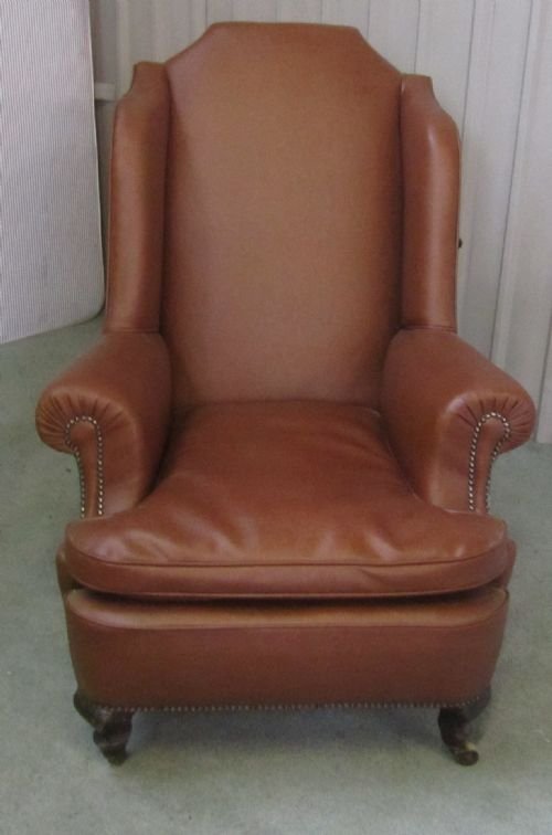Victorian Faux Leather Wing Arm Chair