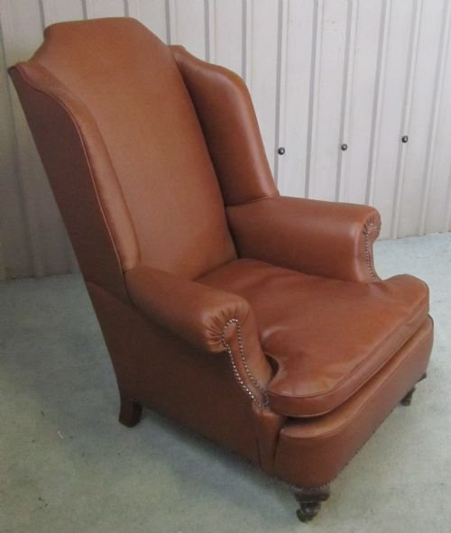 fig 1. VICTORIAN FAUX LEATHER WING ARM CHAIR