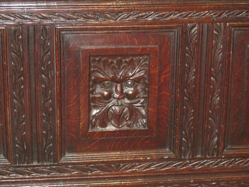 fig 2. LARGE 18TH C GOTHIC OAK MULE CHEST COFFER