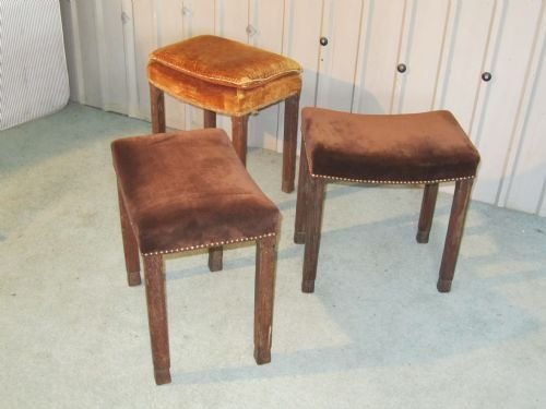 fig 1. 3 ART DECO LIMED OAK CORONATION STOOLS