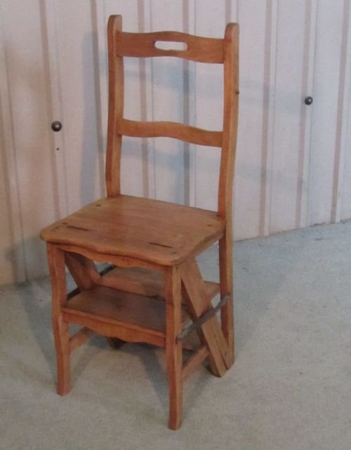 French Metamorphic Library Steps Farmhouse Kitchen Chair