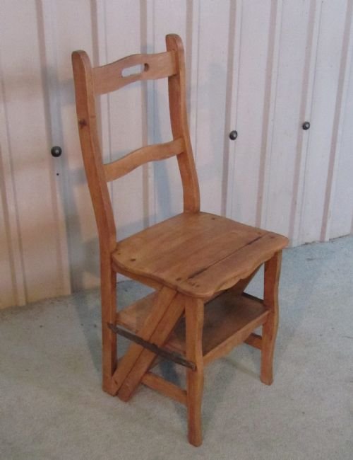 fig 1. FRENCH METAMORPHIC LIBRARY STEPS FARMHOUSE KITCHEN CHAIR
