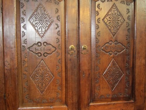 fig 1. 17th CENTURY CARVED OAK HOUSEKEEPERS CUPBOARD PRESS