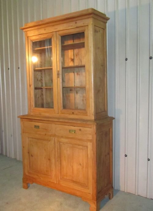 fig 1. LARGE FRENCH PINE BOOKCASE DRESSER OR CUPBOARD