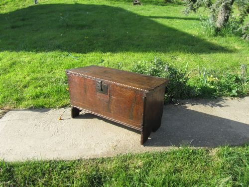 fig 1. EARLY OAK 5 PLANK COFFER BLANKET BOX OAK CHEST