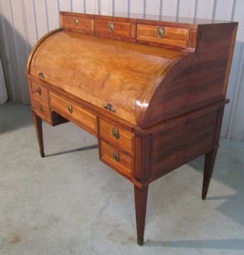 fig 1. LARGE REGENCY STYLE MAHOGANY CYLINDER BUREAU DESK