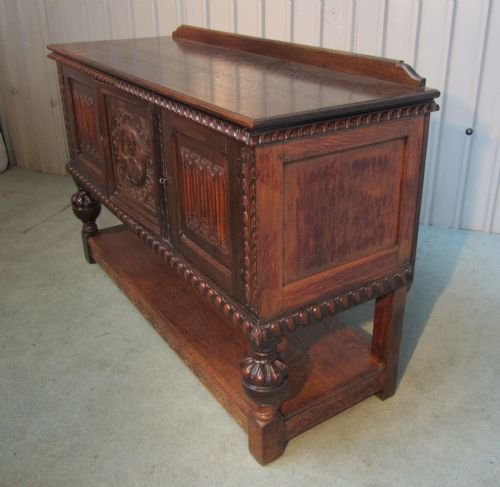 fig 1. LARGE GOTHIC OAK SIDEBOARD CARVED DRESSER