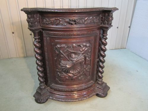 Carved Gothic Oak Corner Cupboard
