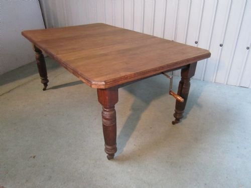 Victorian Oak Wind Out Extending Dining Table