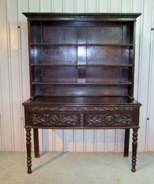 Victorian Carved Oak Cottage Welsh Dresser