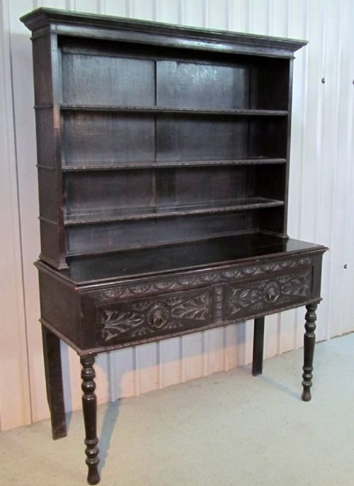 fig 2. VICTORIAN CARVED OAK COTTAGE WELSH DRESSER