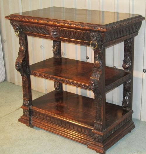 Victorian Carved Pussy Oak Buffet Green Man