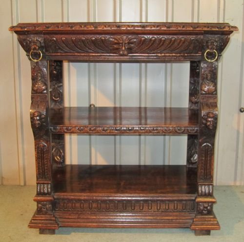 fig 1. VICTORIAN CARVED PUSSY OAK BUFFET GREEN MAN