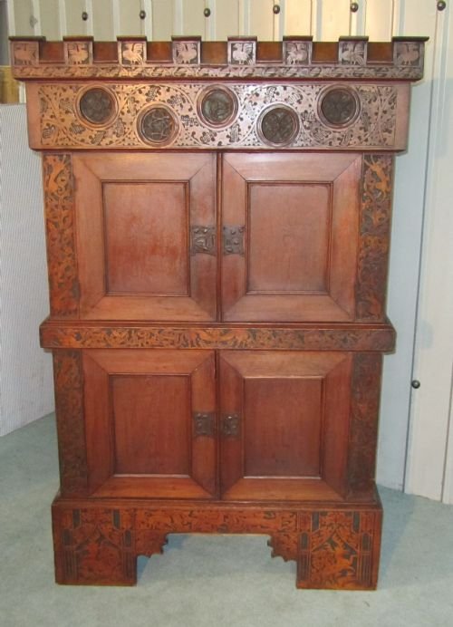 German Arts and Crafts Castle Cupboard Bookcase