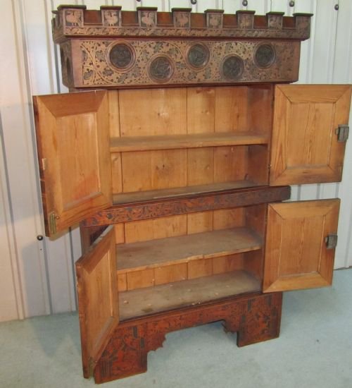 fig 1. GERMAN ARTS AND CRAFTS CASTLE CUPBOARD BOOKCASE