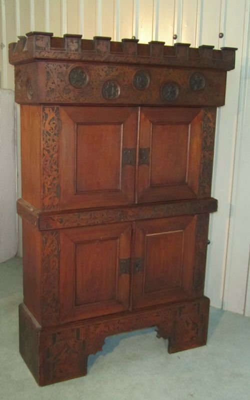 fig 2. GERMAN ARTS AND CRAFTS CASTLE CUPBOARD BOOKCASE