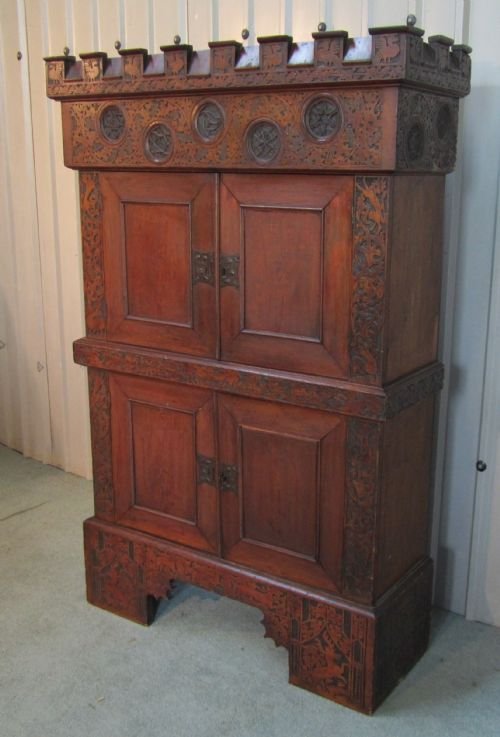 fig 3. GERMAN ARTS AND CRAFTS CASTLE CUPBOARD BOOKCASE