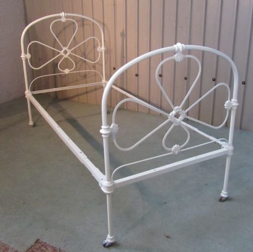 Victorian White Painted Single Iron Bed
