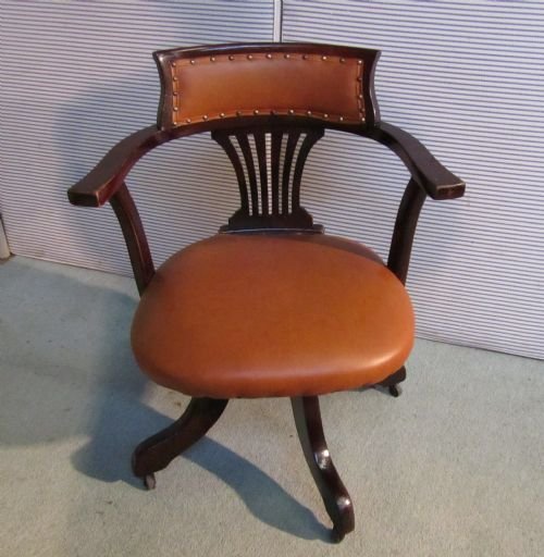 Edwardian Mahogany Swivel Desk Chair