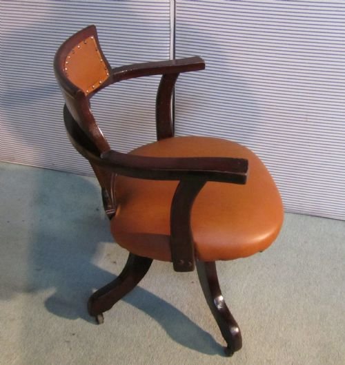 fig 1. EDWARDIAN MAHOGANY SWIVEL DESK CHAIR