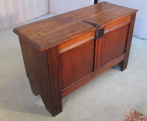 fig 1. GEORGIAN ELM AND OAK 5 PLANK COFFER