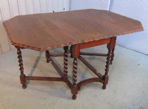 Large Oak Barley Twist Gate Leg Table