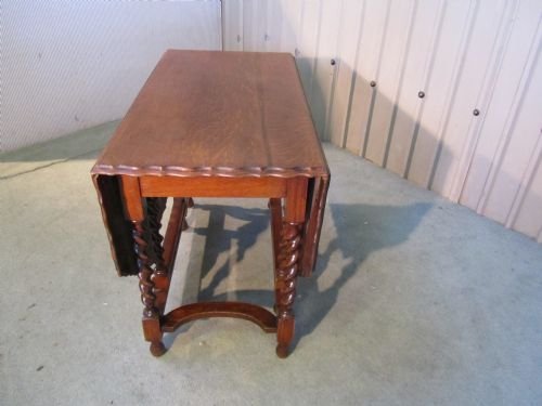 fig 1. LARGE OAK BARLEY TWIST GATE LEG TABLE