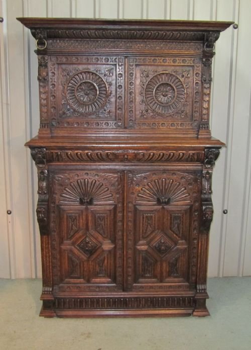 19th Century Carved Oak Estate Cupboard