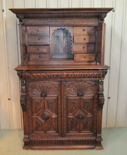 fig 1. 19th CENTURY CARVED OAK ESTATE CUPBOARD