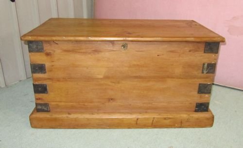 Strong Heavy Victorian Iron Bound Blanket Box Coffee Table