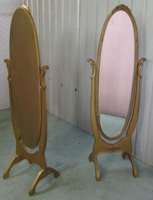 fig 1. A PAIR OF ART DECO GOLD CHEVAL MIRRORS