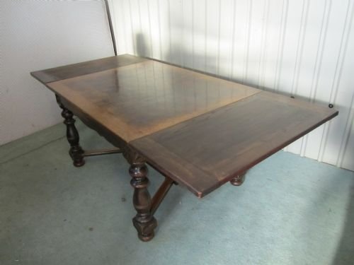 fig 3. FRENCH OAK PARQUETRY DRAW LEAF DINING TABLE
