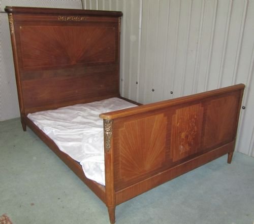 French Empire Style Mahogany Inlaid Double Bed