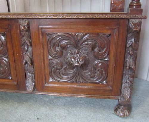 fig 3. CARVED OAK BUFFET GREEN MAN SIDEBOARD CUPBOARD
