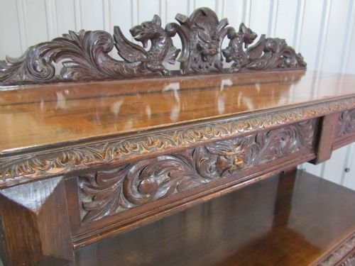 fig 2. CARVED OAK BUFFET GREEN MAN SIDEBOARD CUPBOARD