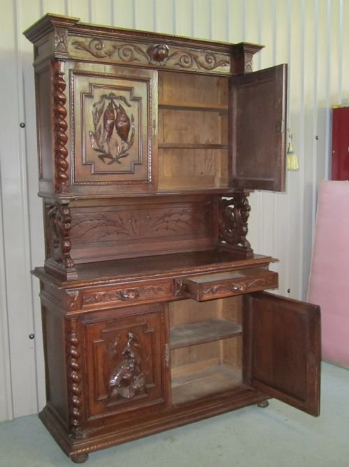 fig 1. 19TH CENTURY FRENCH CARVED OAK BOOKCASE BUFFET DE CORP