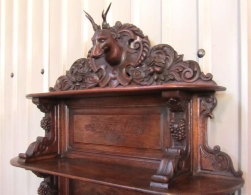 fig 1. BLACK FOREST CARVED OAK BUFFET DRESSER OR SIDEBOARD