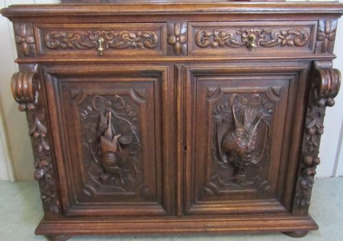fig 2. BLACK FOREST CARVED OAK BUFFET DRESSER OR SIDEBOARD