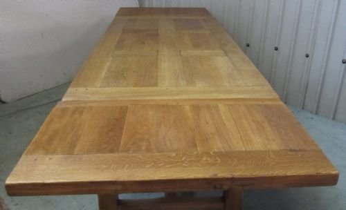 fig 1. VERY LARGE HEAVY FRENCH FARMHOUSE GOLDEN OAK TABLE