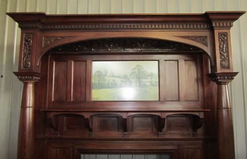 fig 2. LARGE VICTORIAN MAHOGANY ART NOUVEAU FIRE SURROUND
