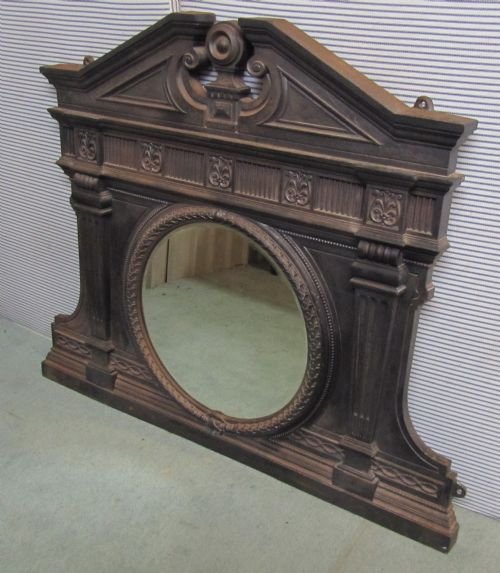 fig 1. HEAVY VICTORIAN CAST IRON OVER MANTLE MIRROR