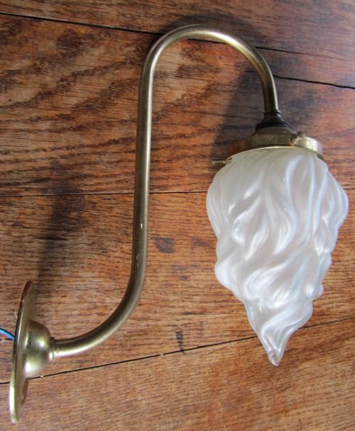 fig 1. 3 VICTORIAN BRASS AND GLASS WALL LIGHTS