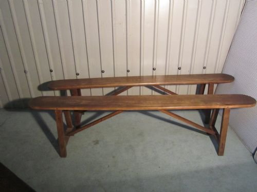 A Pair of French Chestnut Farmhouse Kitchen Benches