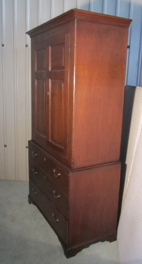 fig 2. A Georgian Dark Pine Linen Press Wardrobe