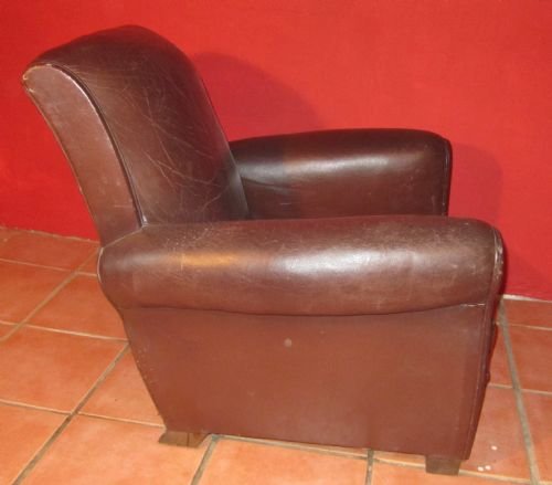 fig 1. A French Club Arm chair, in Dark Brown Leather