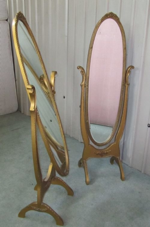 A Superb Art Deco Gilt Cheval Dressing Mirror
