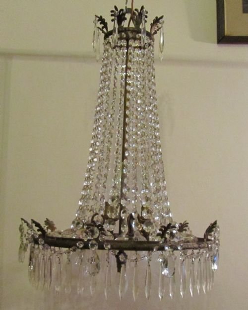 Very Large French Empire Style Antique Crystal Chandelier