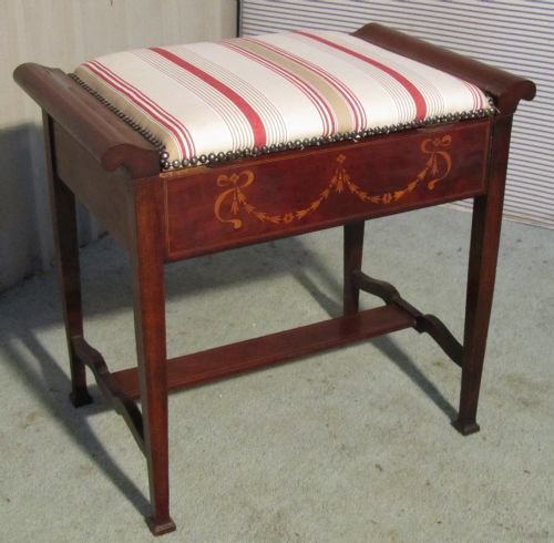 fig 1. An Edwardian Inlaid Mahogany Piano Stool